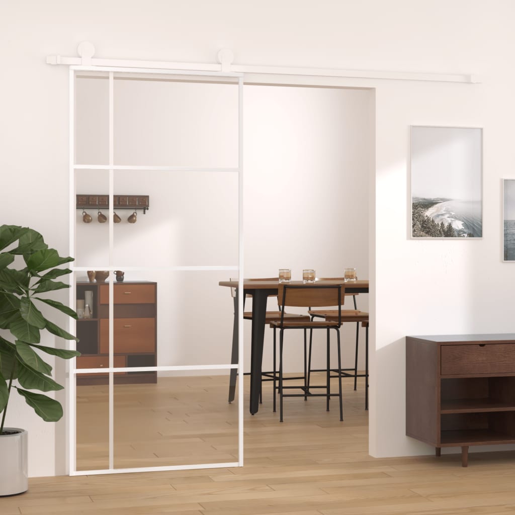 Schiebetür Esg-Mattglas Und Aluminium Weiß