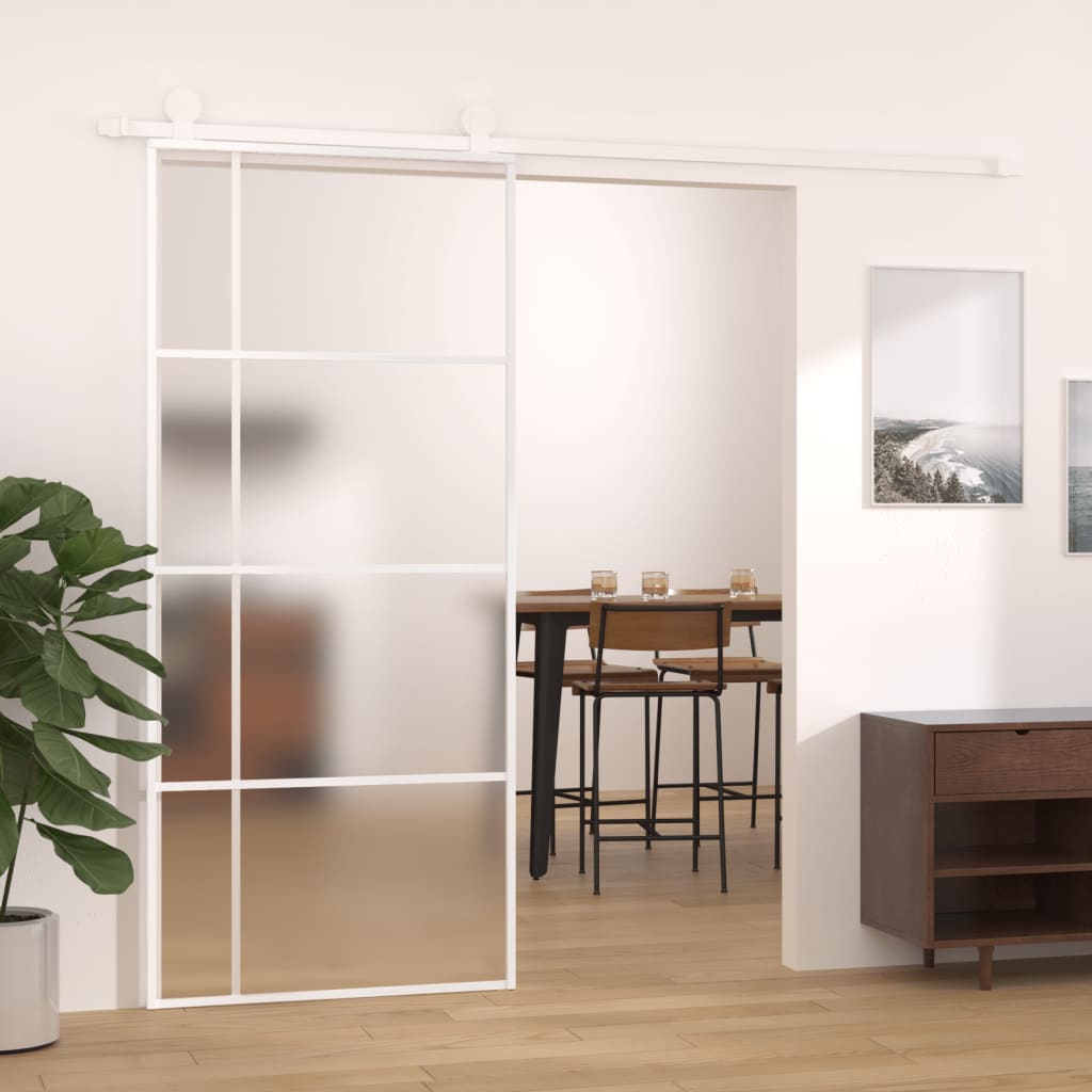 Schiebetür Esg-Mattglas Und Aluminium Weiß