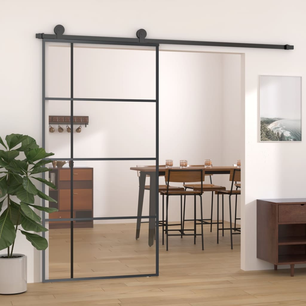 Schiebetür Esg-Glas Und Aluminium Schwarz