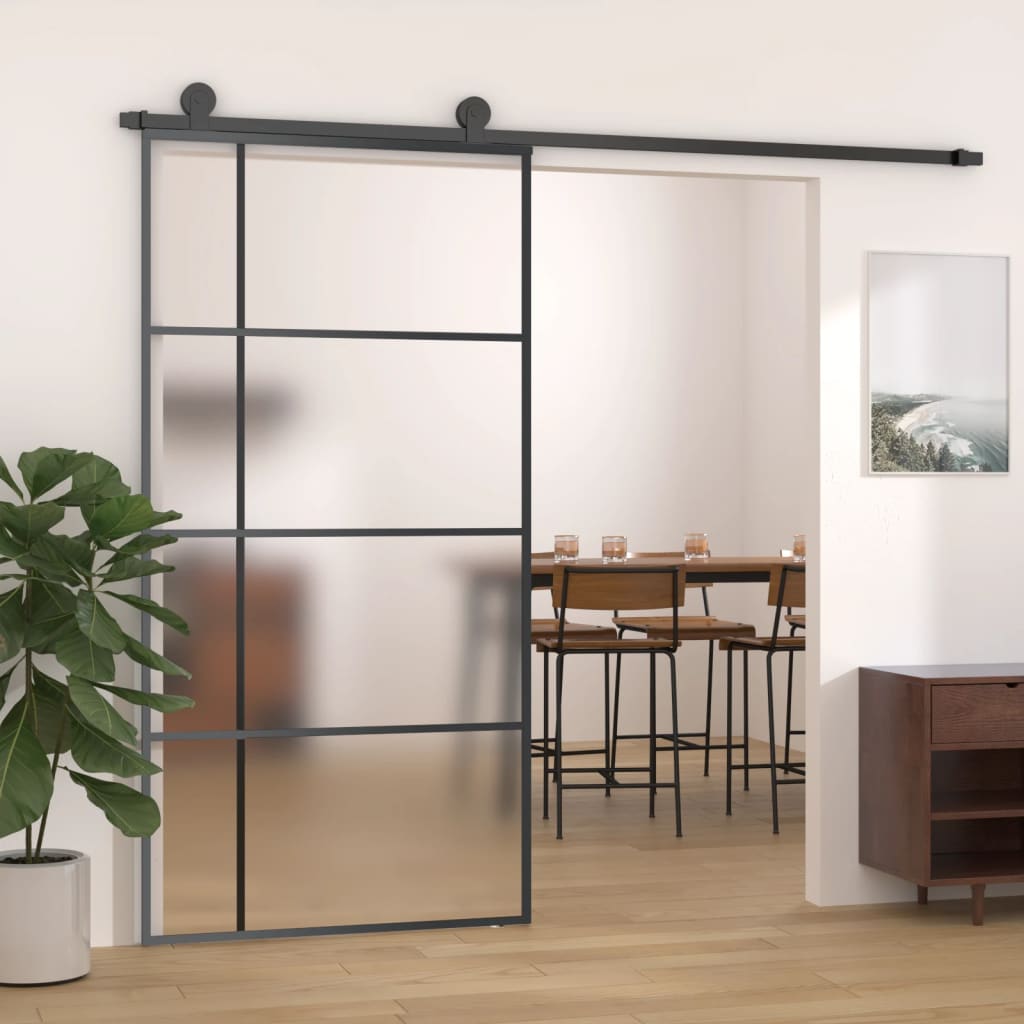 Schiebetür Esg-Glas Und Aluminium Schwarz