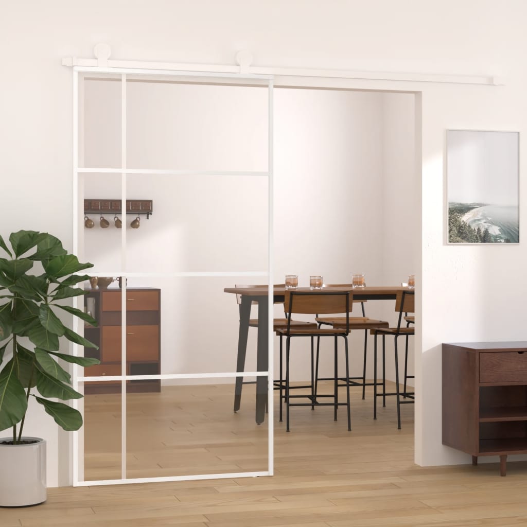 Schiebetür Esg-Mattglas Und Aluminium Weiß