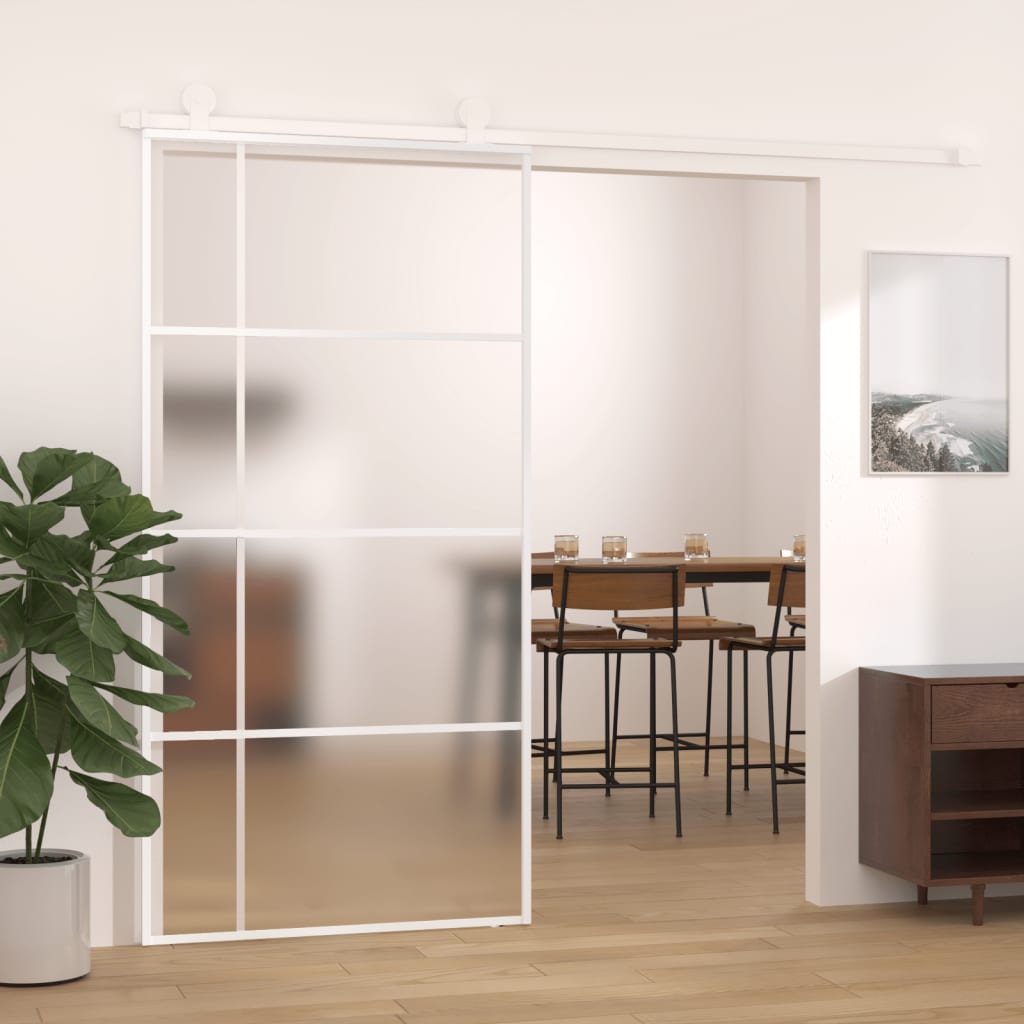 Schiebetür Esg-Mattglas Und Aluminium Weiß