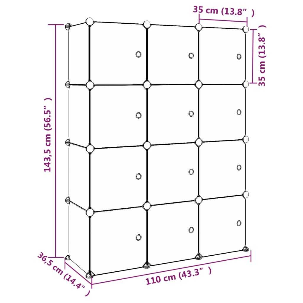 Kinderschrank Modular Mit 12 Würfeln Pp Grün