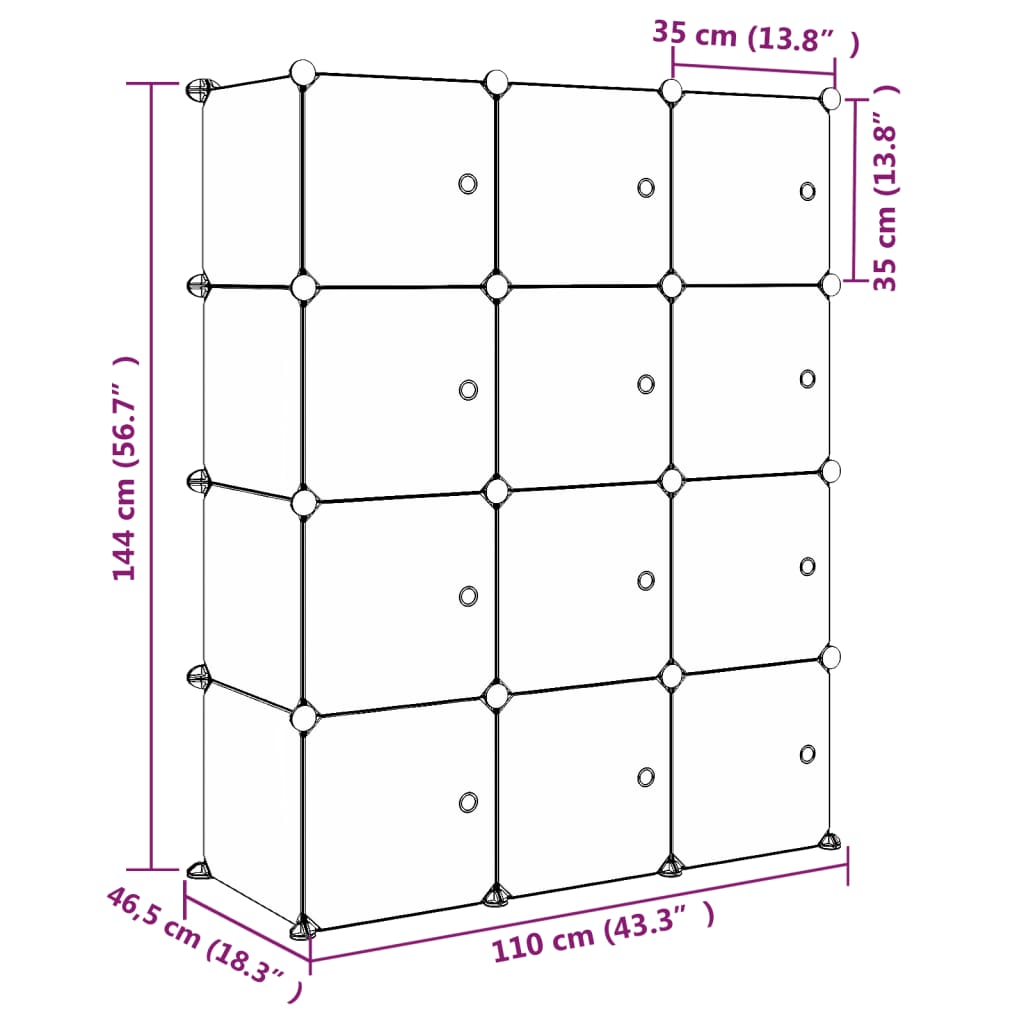 Kinderschrank Modular Mit 12 Würfeln Pp Blau