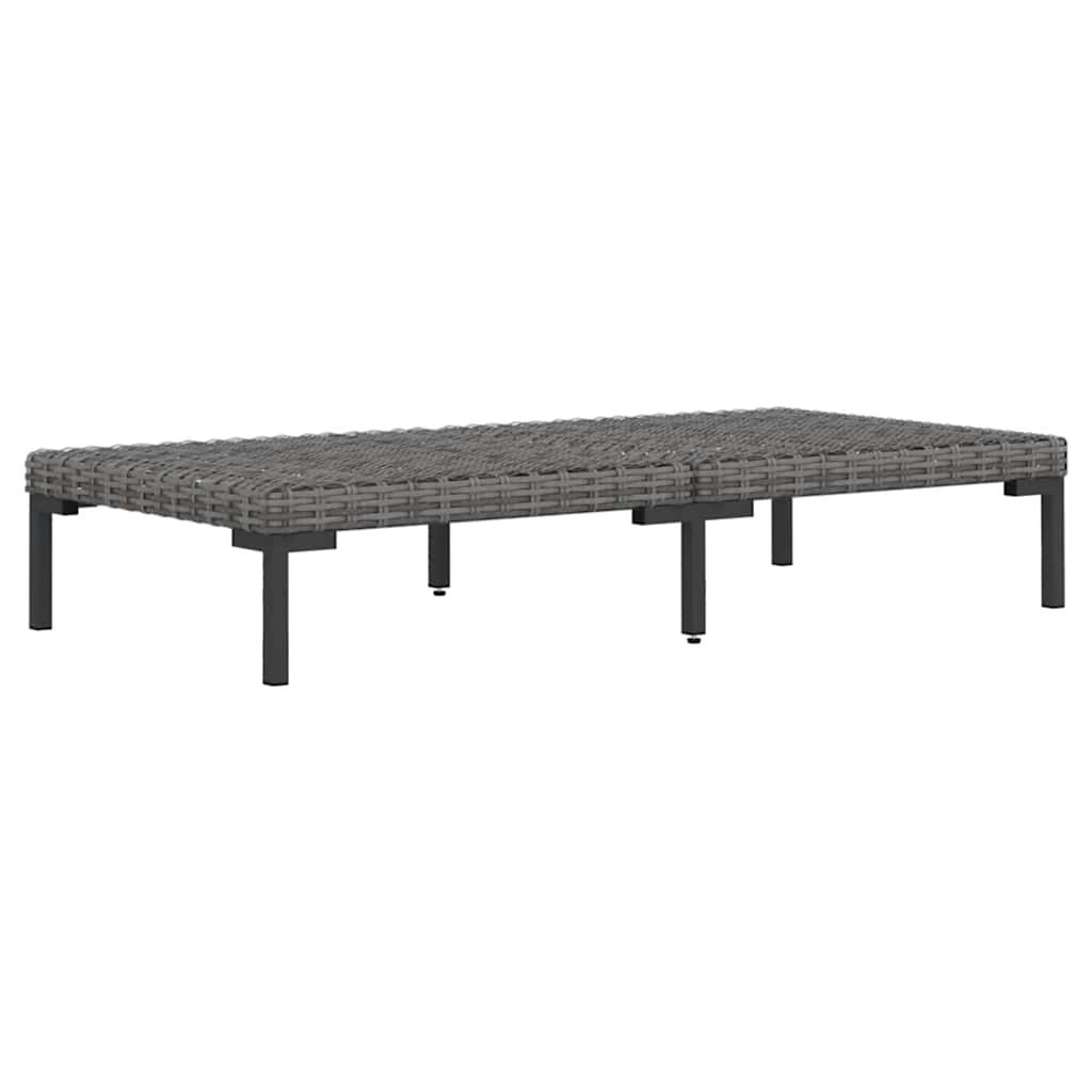 3-Tlg. Garten-Lounge-Set Dunkelgrau Halbrundes Poly Rattan