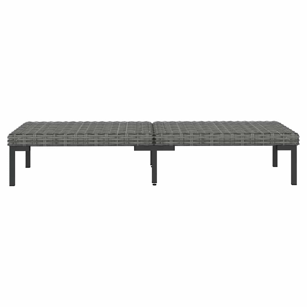 3-Tlg. Garten-Lounge-Set Dunkelgrau Halbrundes Poly Rattan