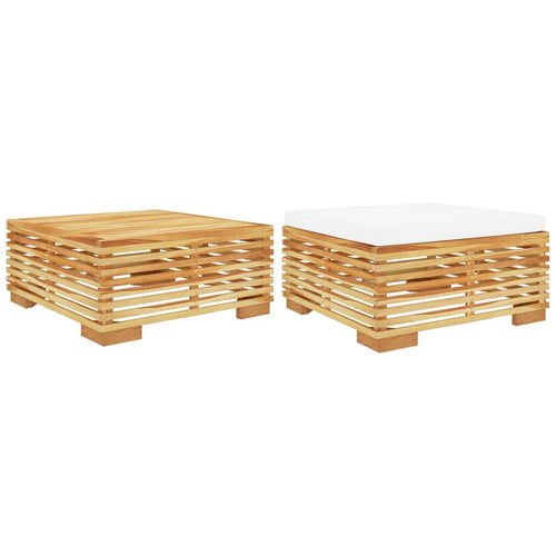2-Tlg. Garten-Lounge-Set Massivholz Teak