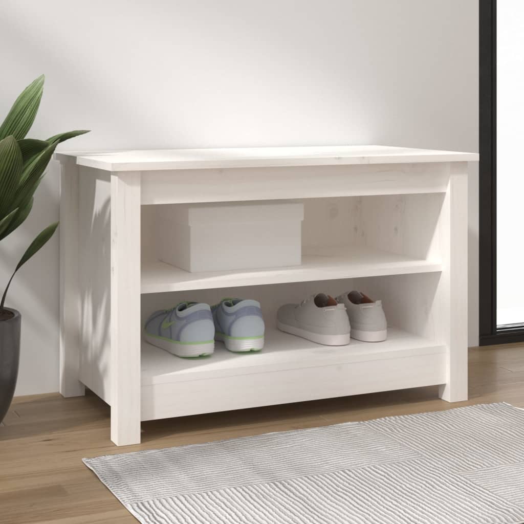 Schuhbank 110X38X45,5 Cm Massivholz Kiefer Weiß