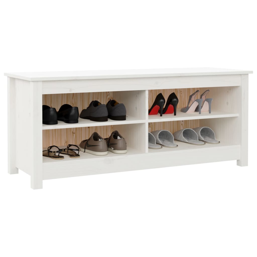 Schuhbank 110X38X45,5 Cm Massivholz Kiefer Weiß