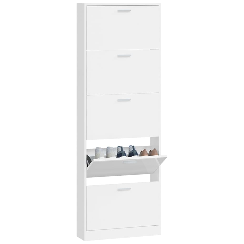 Schuhschrank 59X17X Holzwerkstoff Hochglanz-Weiß