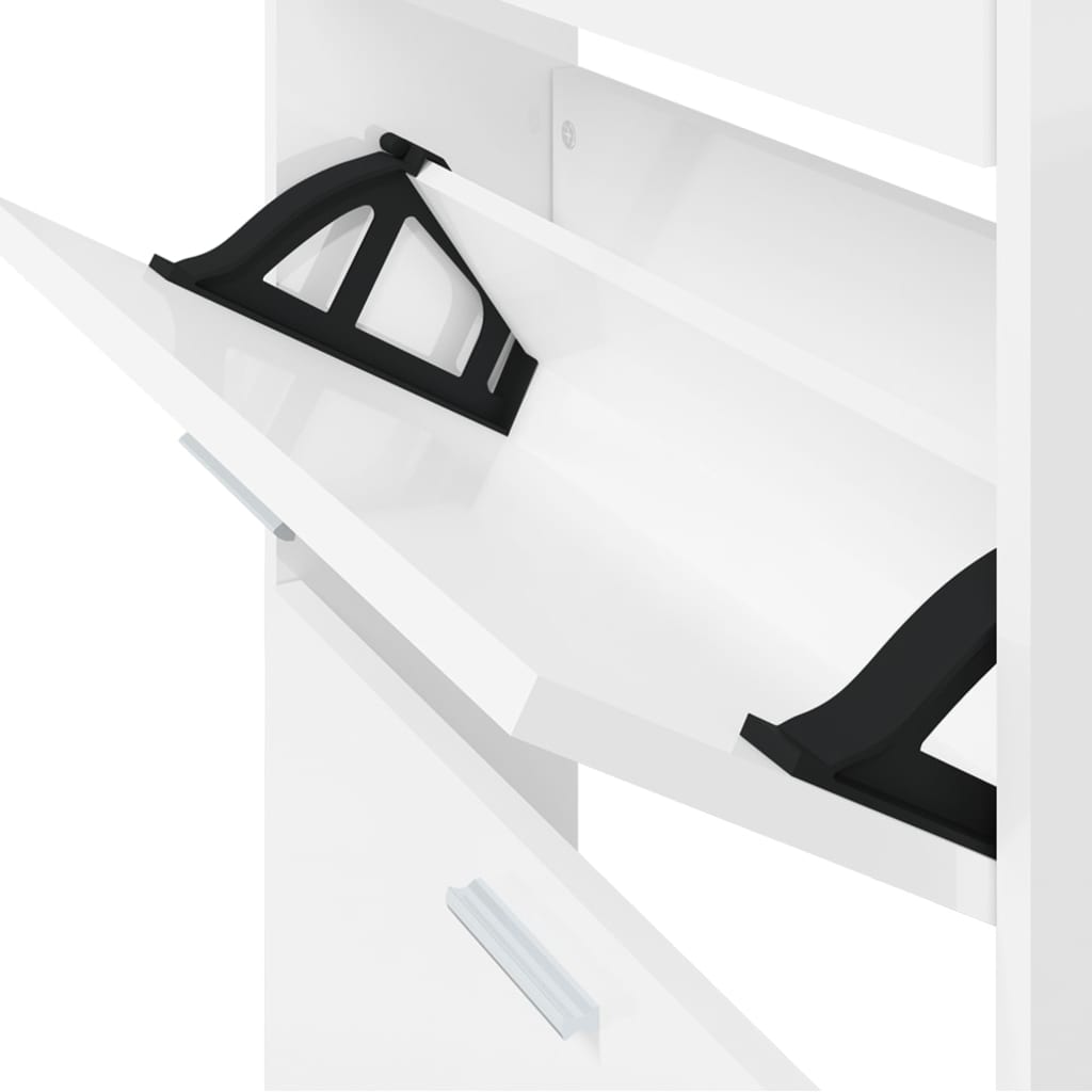 Schuhschrank 59X17X Holzwerkstoff Hochglanz-Weiß