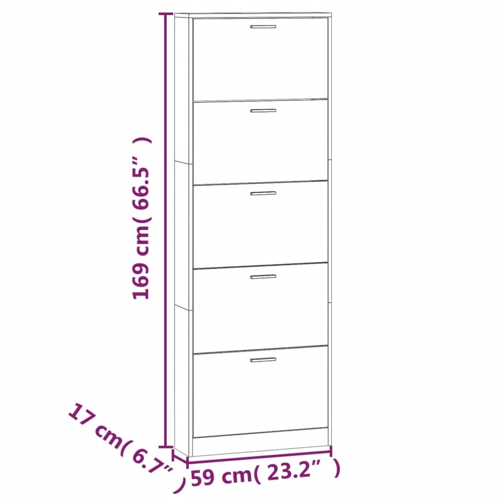 Schuhschrank 59X17X Holzwerkstoff Räuchereiche