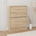 Schuhschrank Mit 5 Schuhkippern Holz N-Optik Eiche
