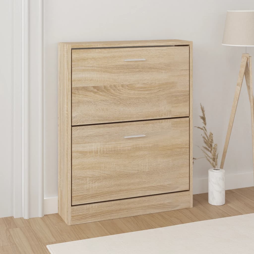 Schuhschrank Mit 5 Schuhkippern Holz N-Optik Eiche