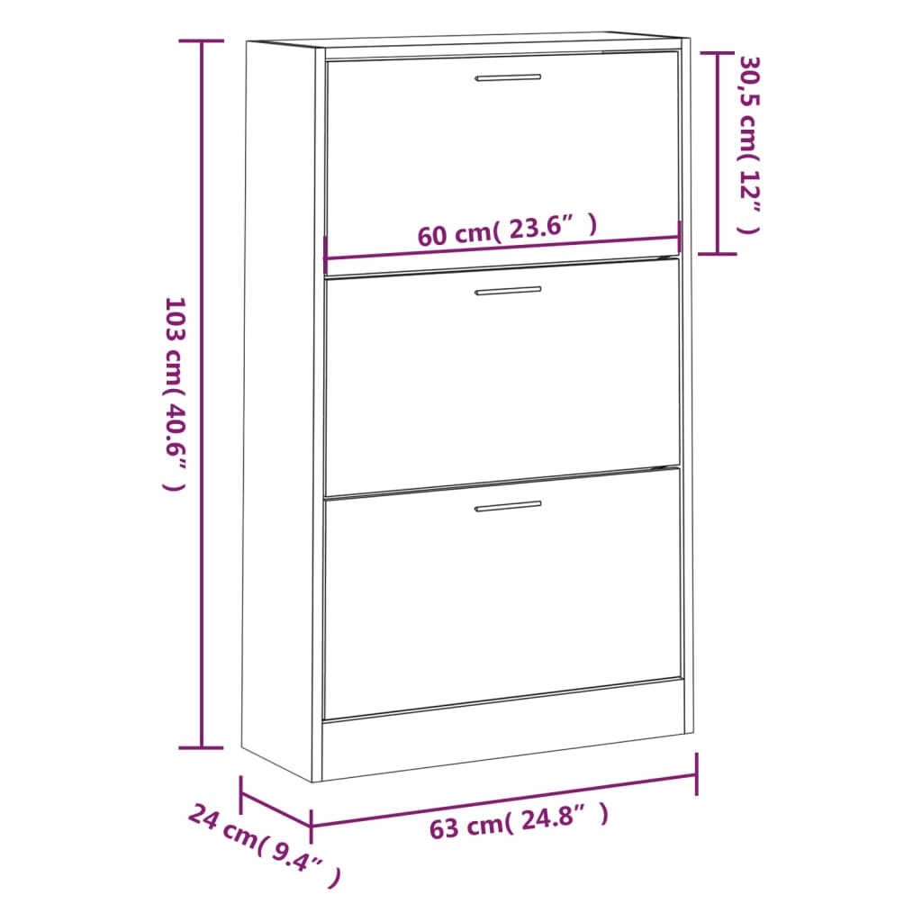 Schuhschrank 63X24X Holzwerkstoff Räuchereiche