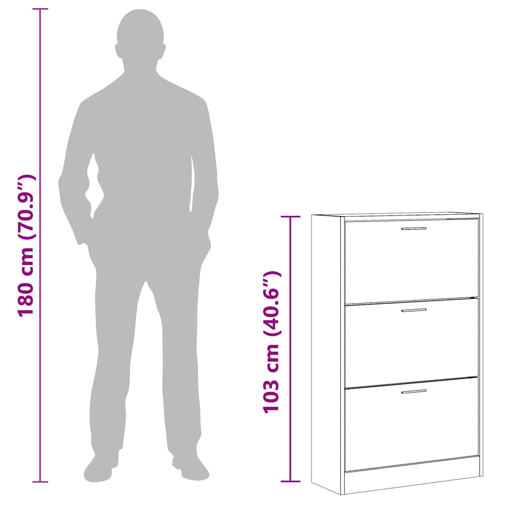 Schuhschrank 63X24X Holzwerkstoff Räuchereiche