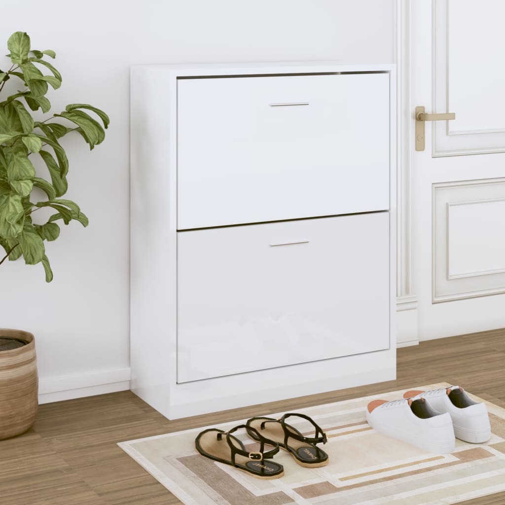 Schuhschrank 63X24X Holzwerkstoff Hochglanz-Weiß