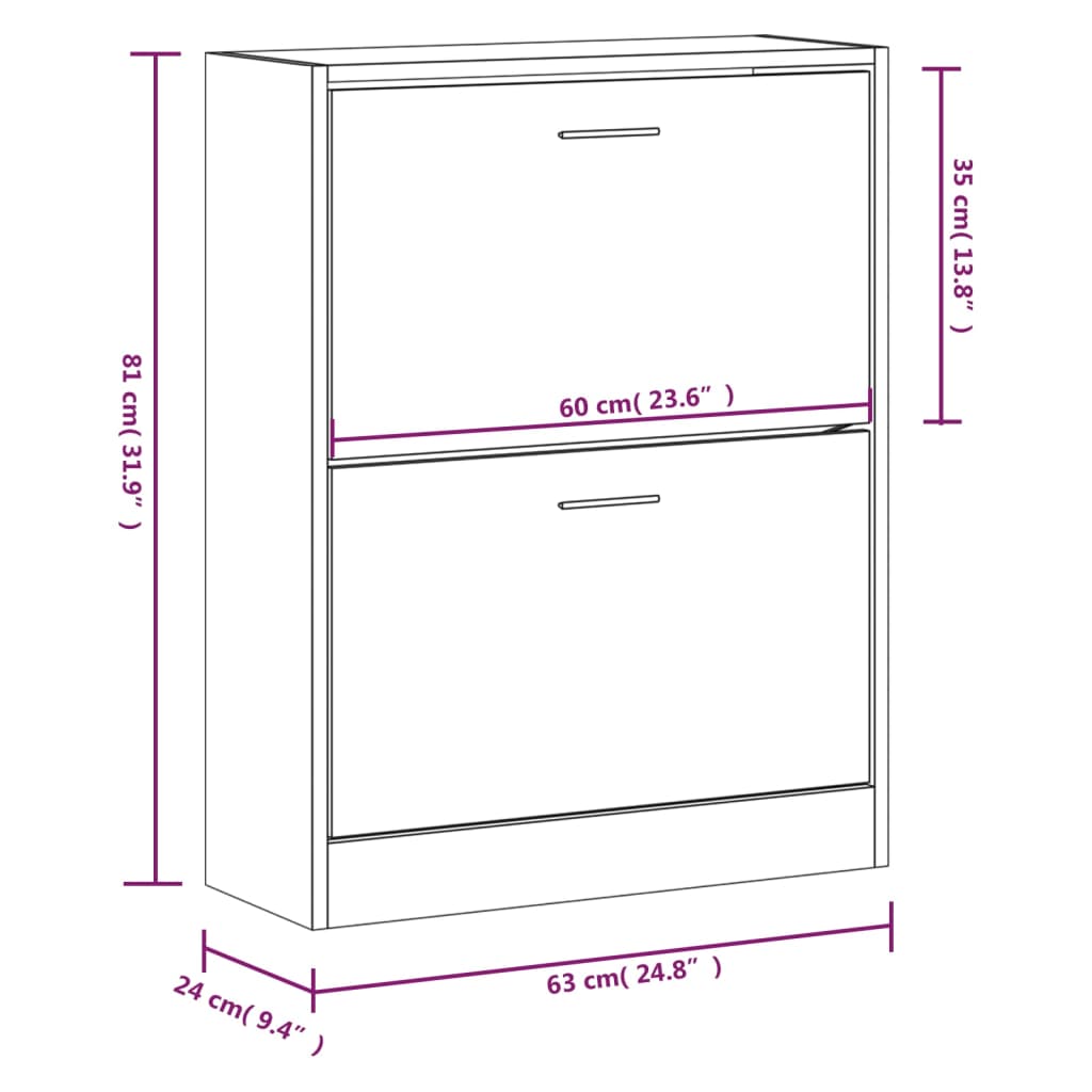 Schuhschrank 63X24X Holzwerkstoff Grau Sonoma