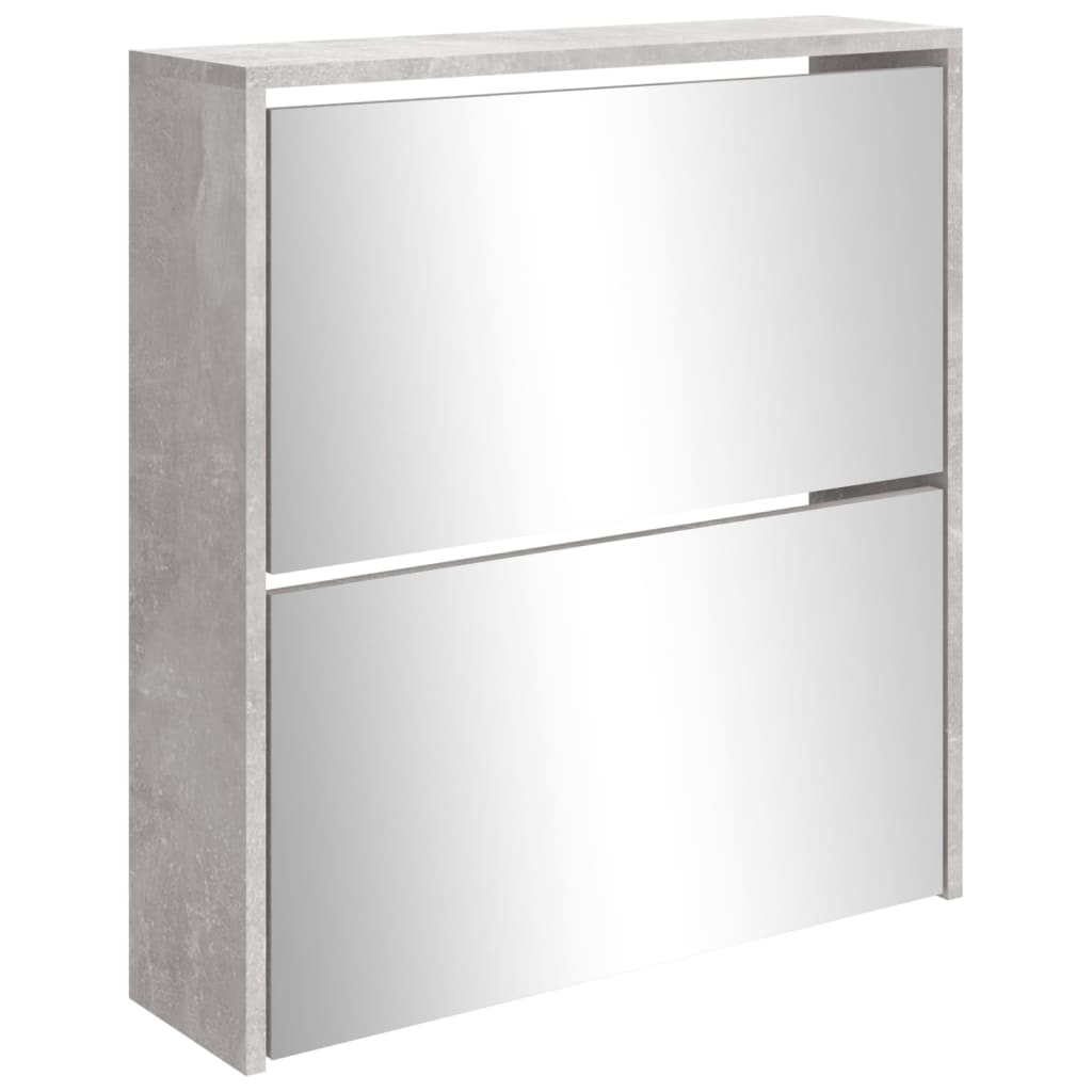 Schuhschrank Mit Spiegel 2 Fächer 63X17X Betongrau