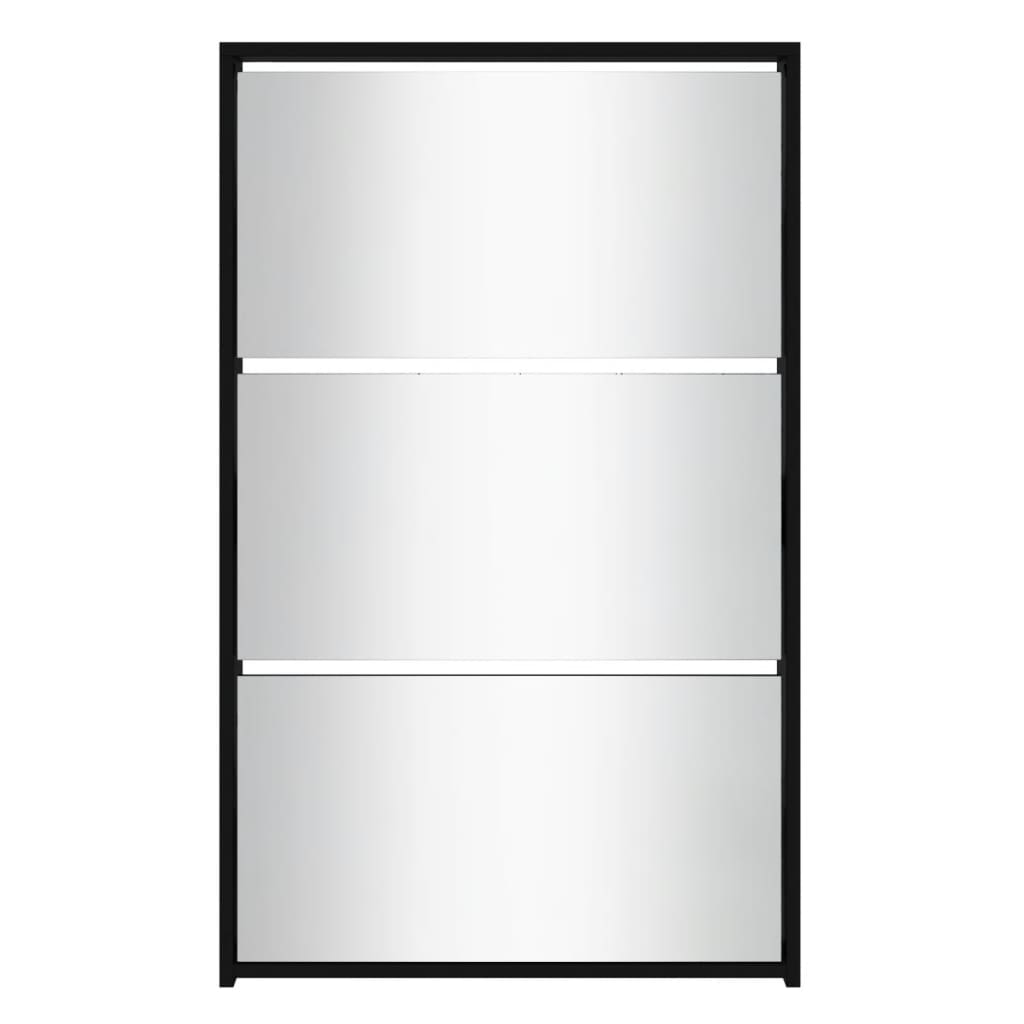 Schuhschrank Mit Spiegel 3-Lagig 63X17X102,5 Cm Schwarz