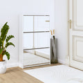 Schuhschrank Mit Spiegel 2 Fächer 63X17X Hochglanz-Weiß