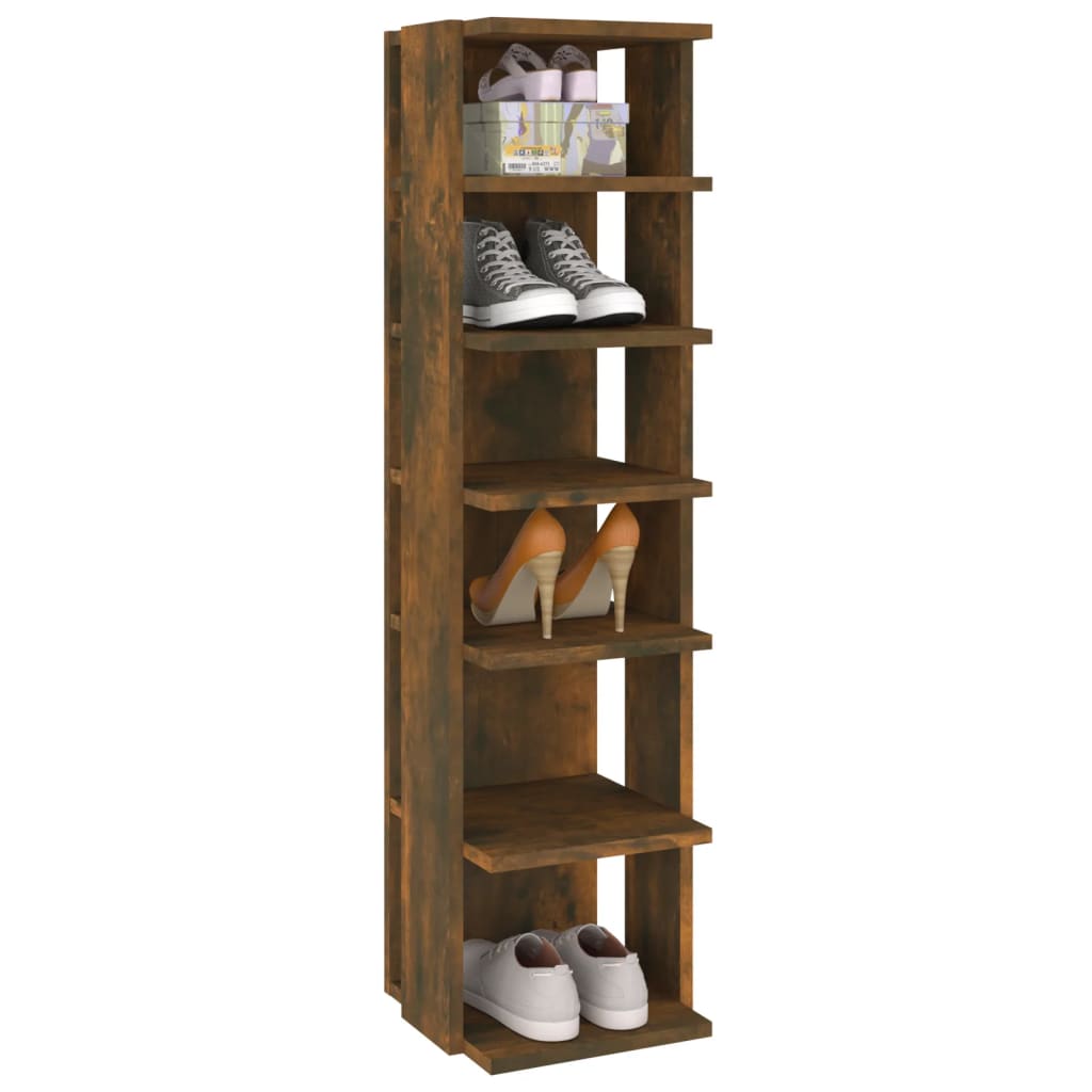 Schuhregal 27,5X27X102 Cm Holzwerkstoff Räuchereiche