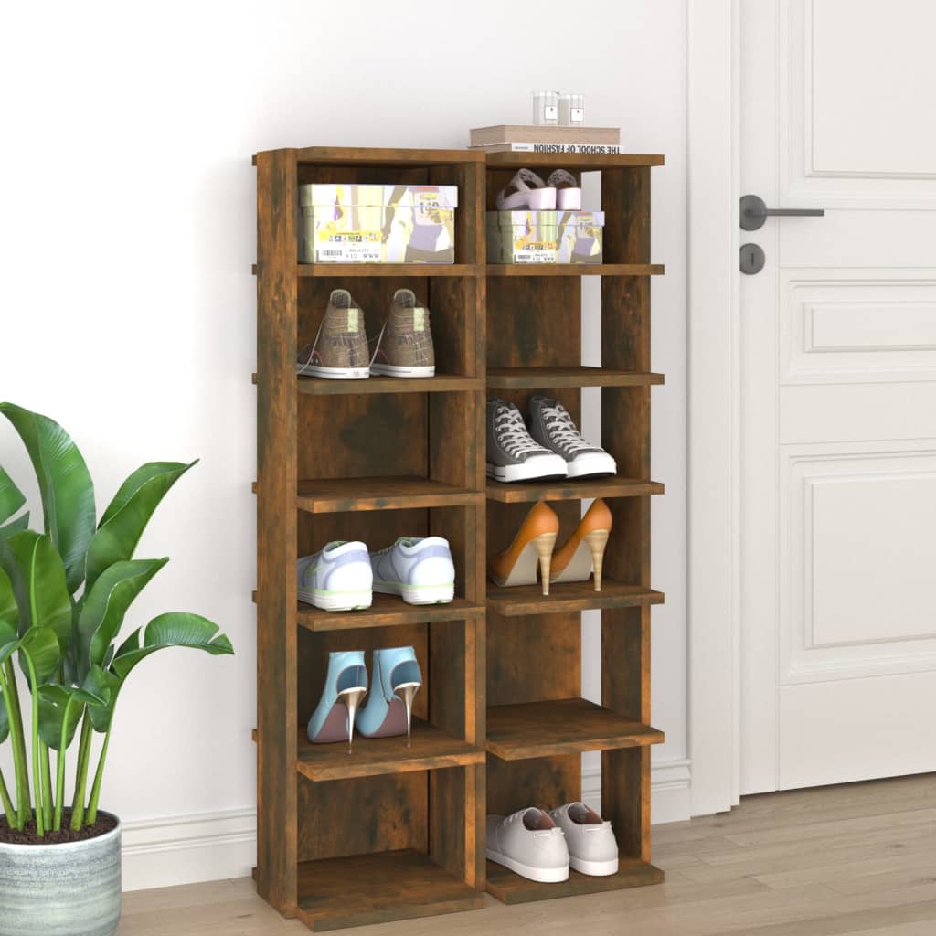 Schuhregal 27,5X27X102 Cm Holzwerkstoff Räuchereiche