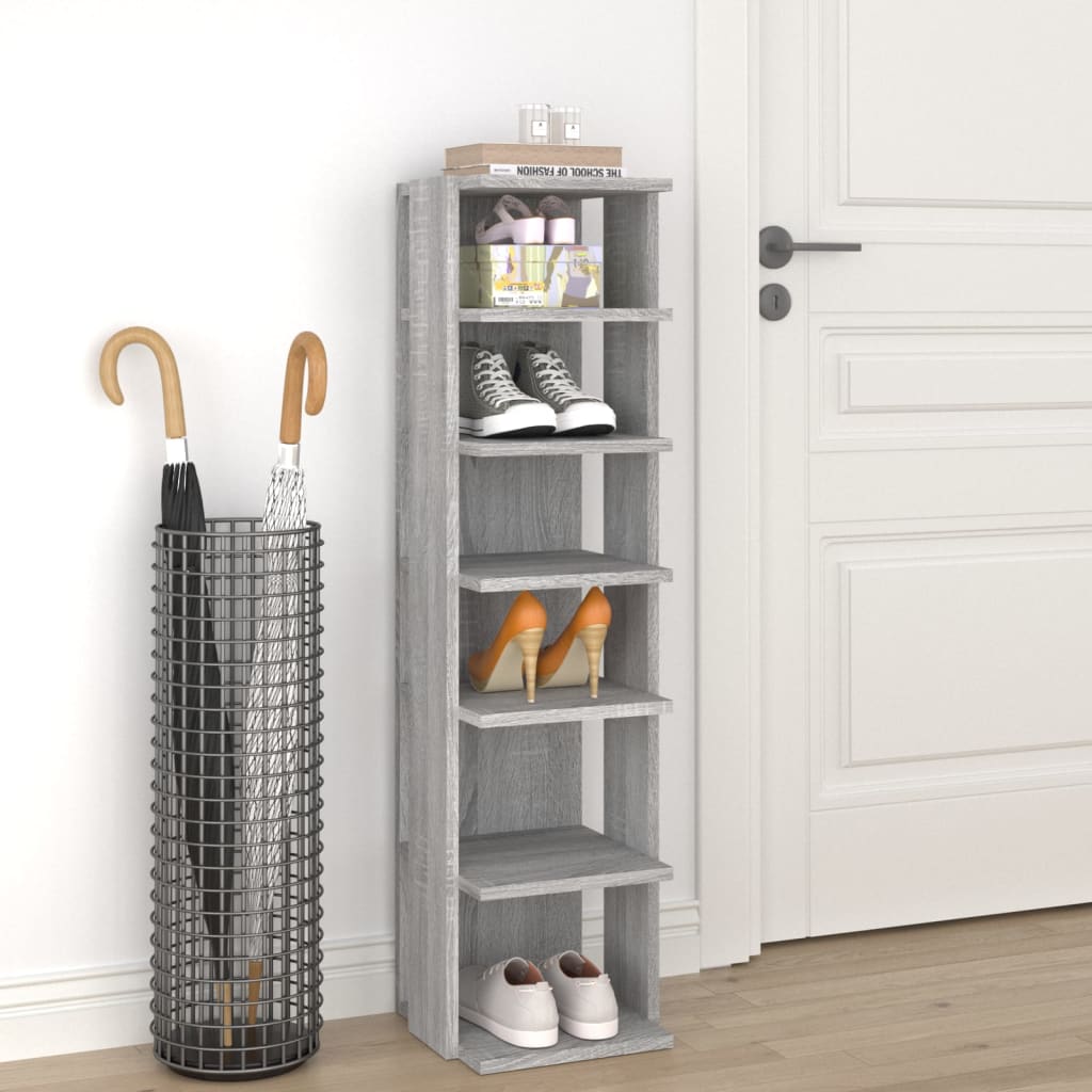 Schuhregale 2 Stk. 27,5X27X102 Cm Holzwerkstoff Grau Sonoma
