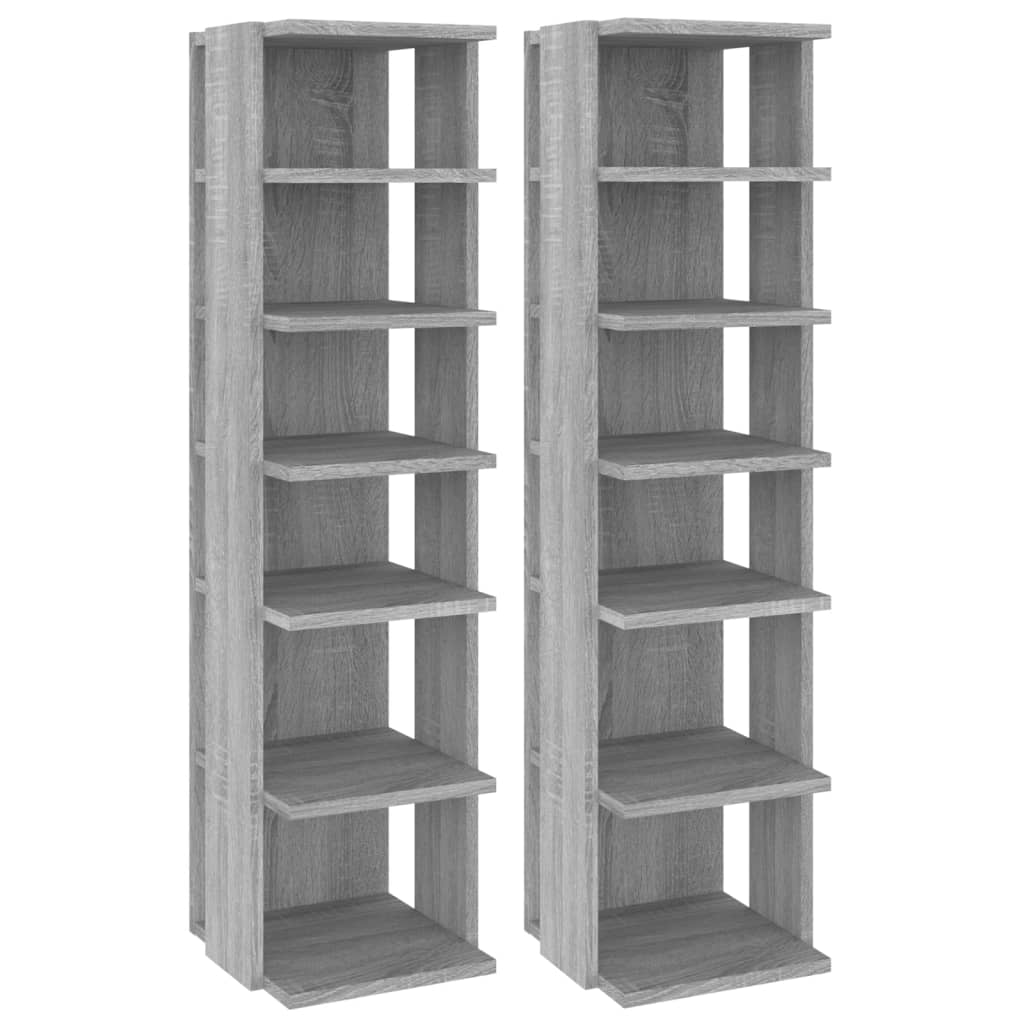 Schuhregale 2 Stk. 27,5X27X102 Cm Holzwerkstoff Grau Sonoma