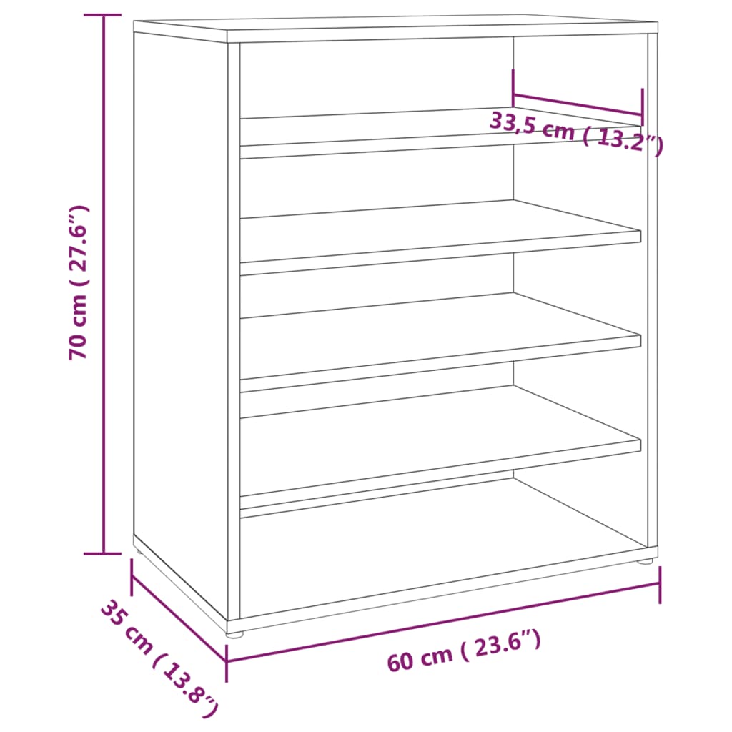 Schuhschrank Holzwerkstoff Grau Sonoma