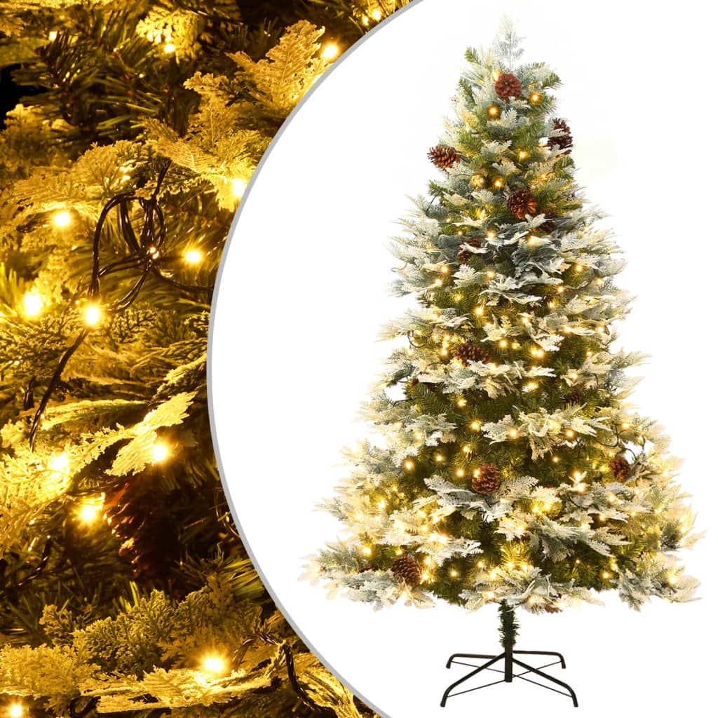 Weihnachtsbaum Mit Beleuchtung Und Kiefernzapfen Grün 150 Cm