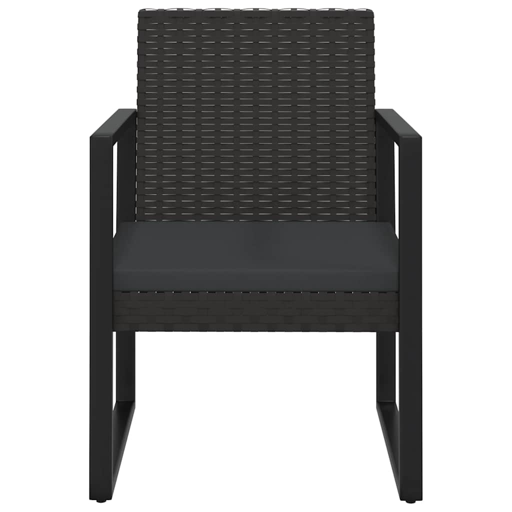 3-Tlg. Garten-Lounge-Set Mit Kissen Schwarz Poly Rattan