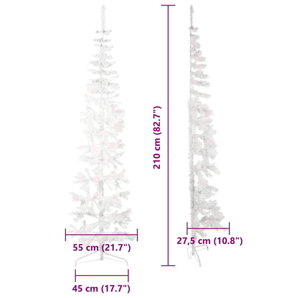 Künstlicher Halb-Weihnachtsbaum Mit Ständer Schlank Weiß