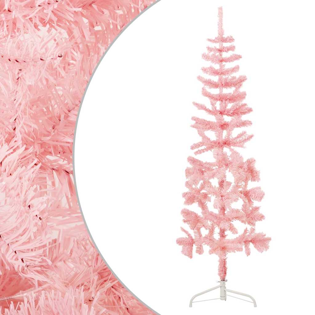 Künstlicher Halb-Weihnachtsbaum Mit Ständer Schlank Rosa