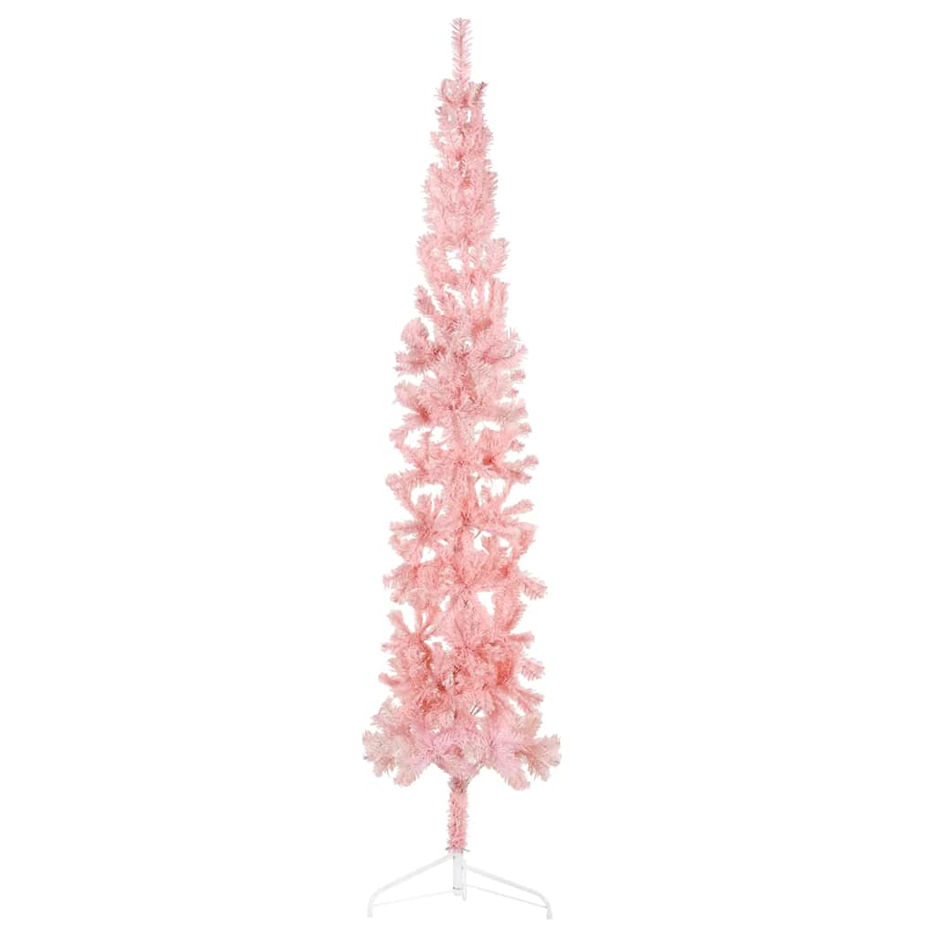 Künstlicher Halb-Weihnachtsbaum Mit Ständer Schlank Rosa