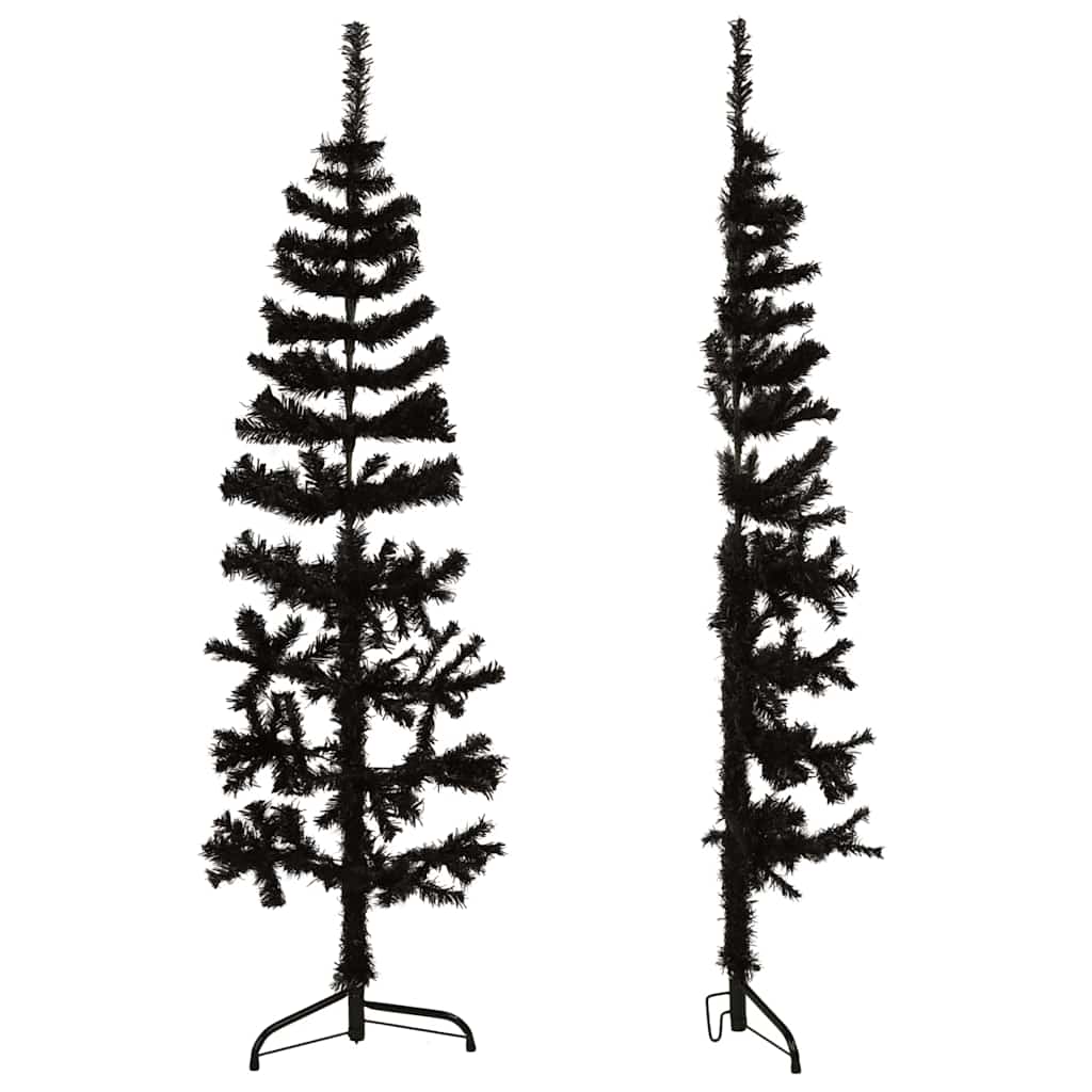 Künstlicher Halb-Weihnachtsbaum Ständer Schlank Schwarz