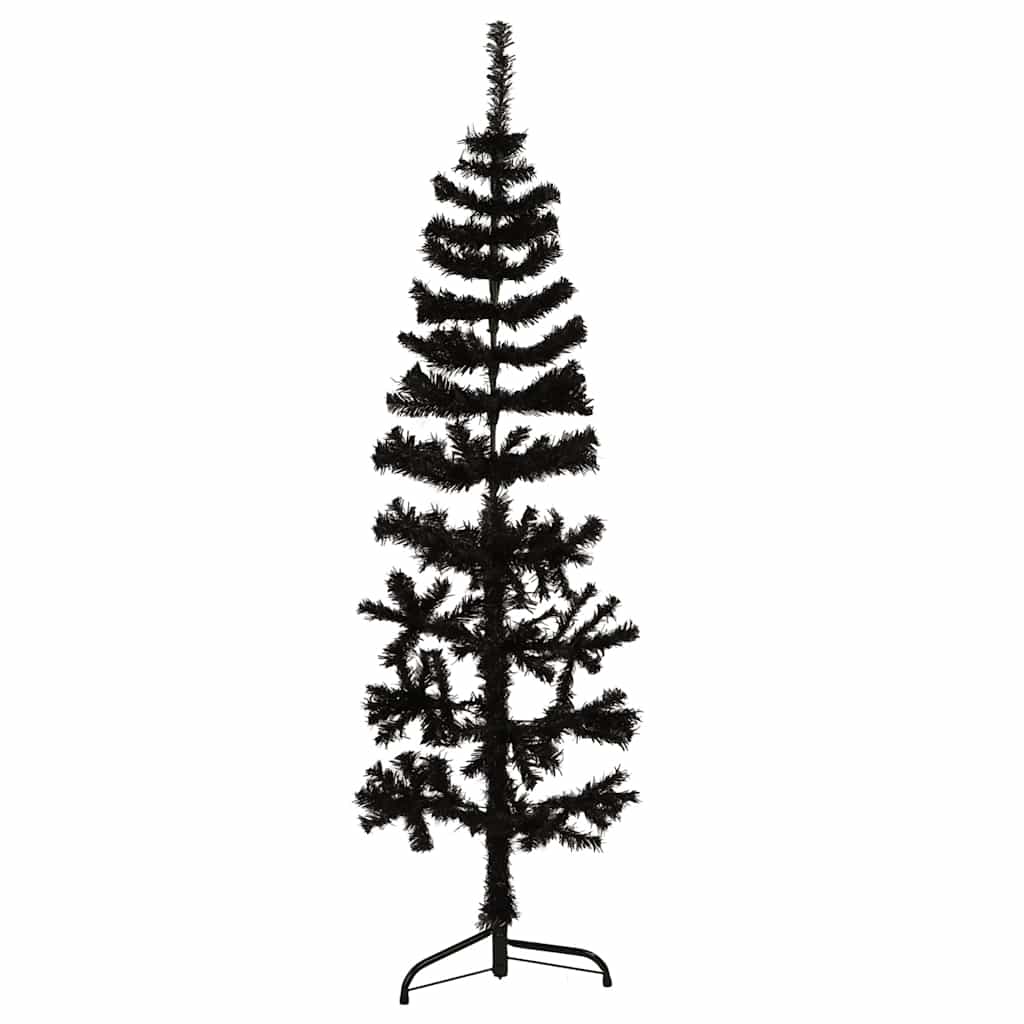 Künstlicher Halb-Weihnachtsbaum Ständer Schlank Schwarz
