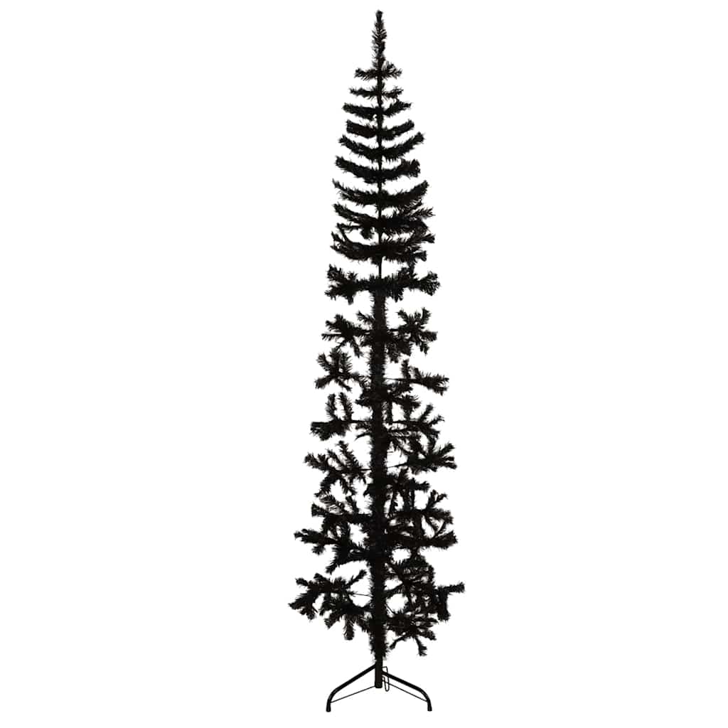 Künstlicher Halb-Weihnachtsbaum Ständer Schlank Schwarz