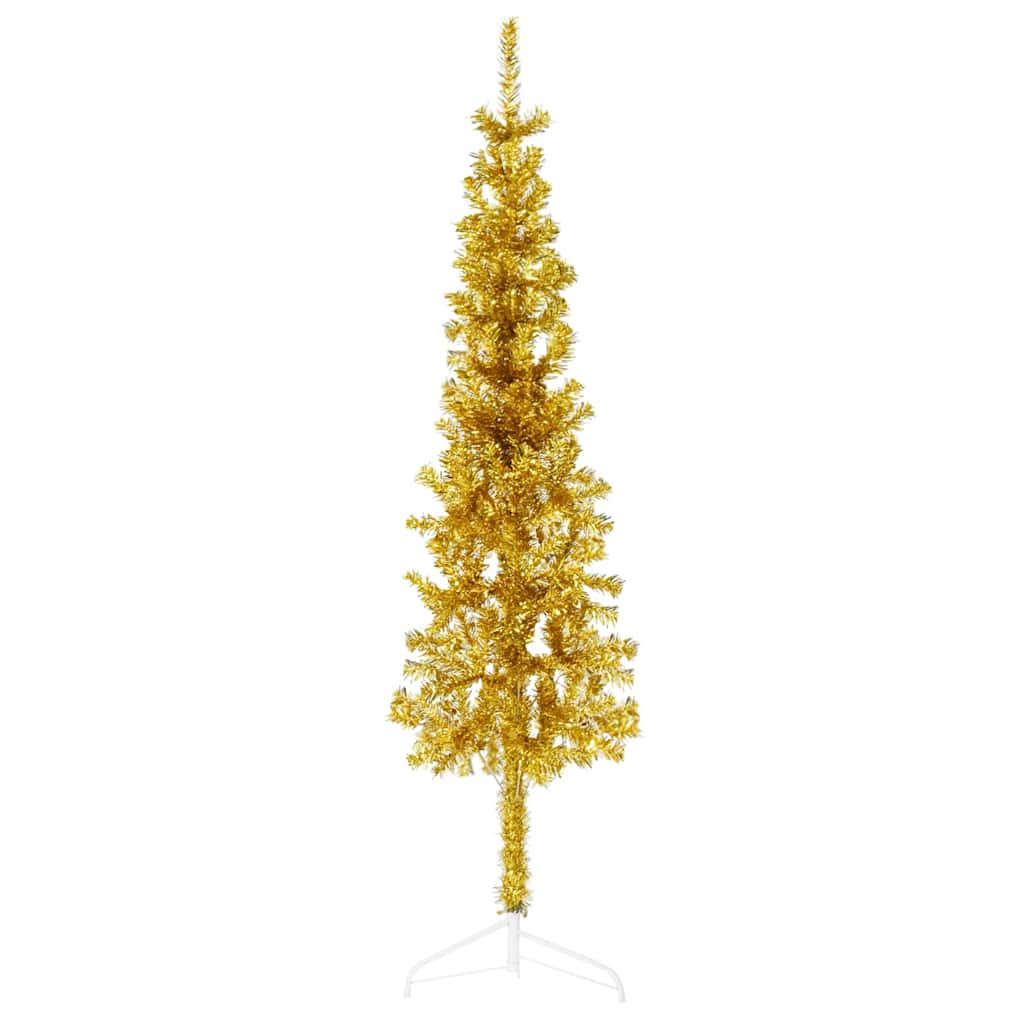 Künstlicher Halb-Weihnachtsbaum Mit Ständer Schlank Gold