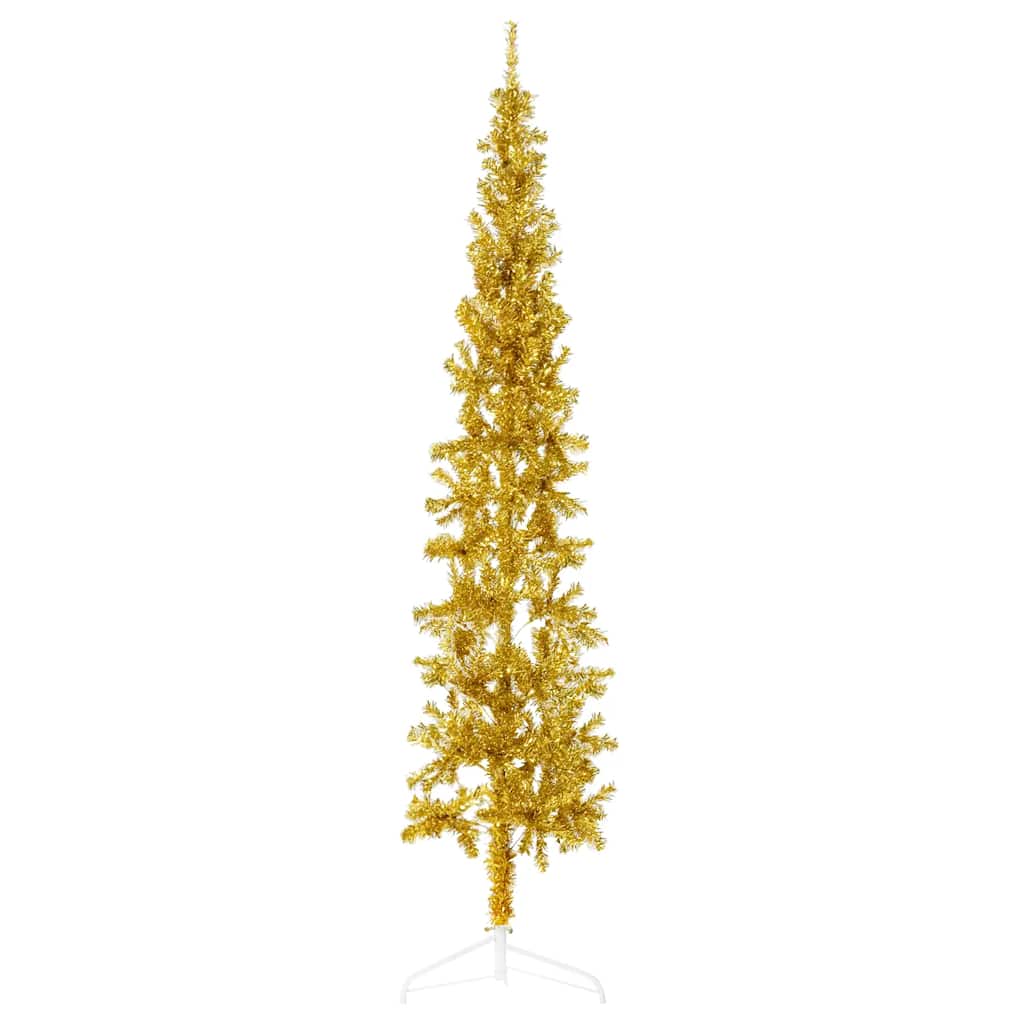 Künstlicher Halb-Weihnachtsbaum Mit Ständer Schlank Gold