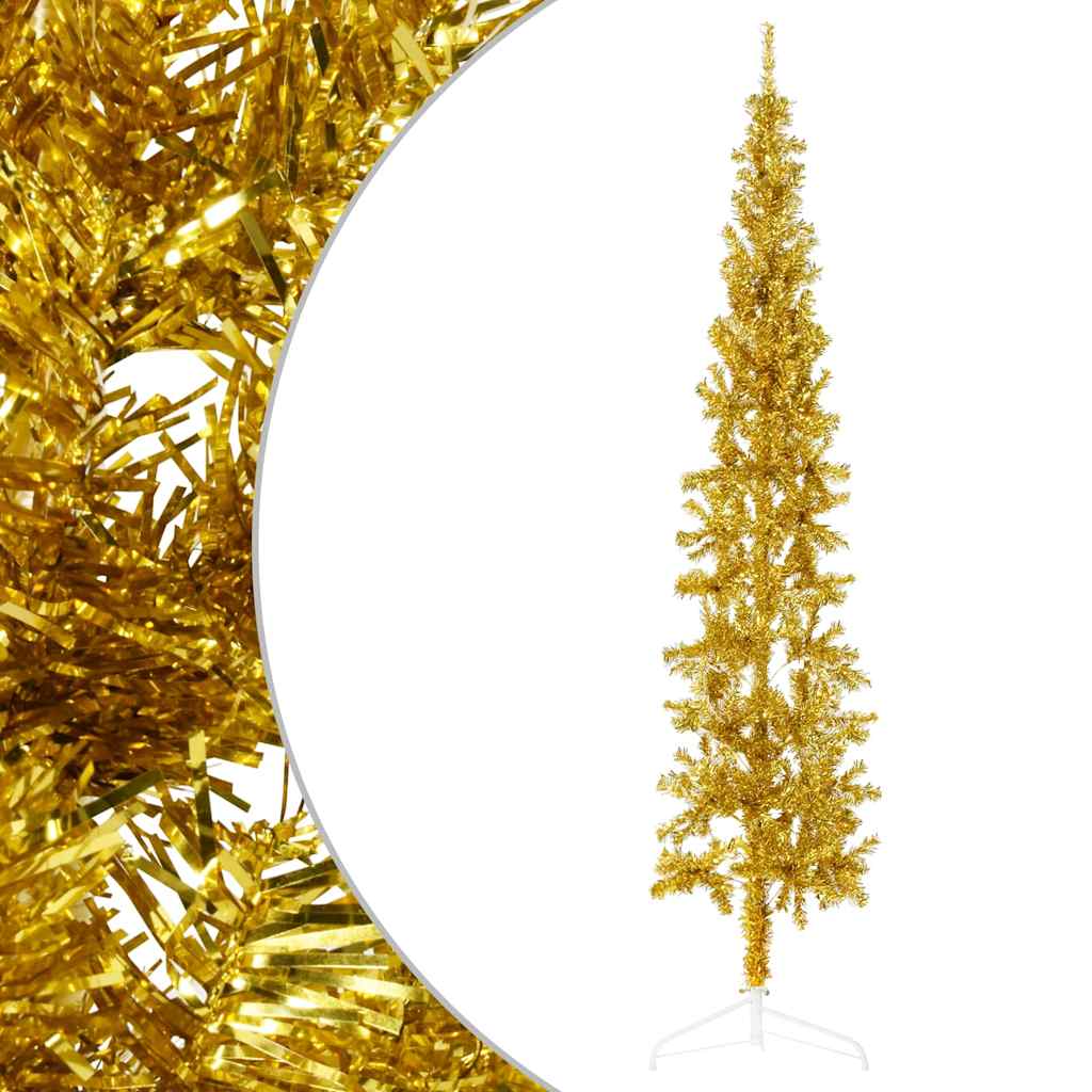 Künstlicher Halb-Weihnachtsbaum Mit Ständer Schlank Gold