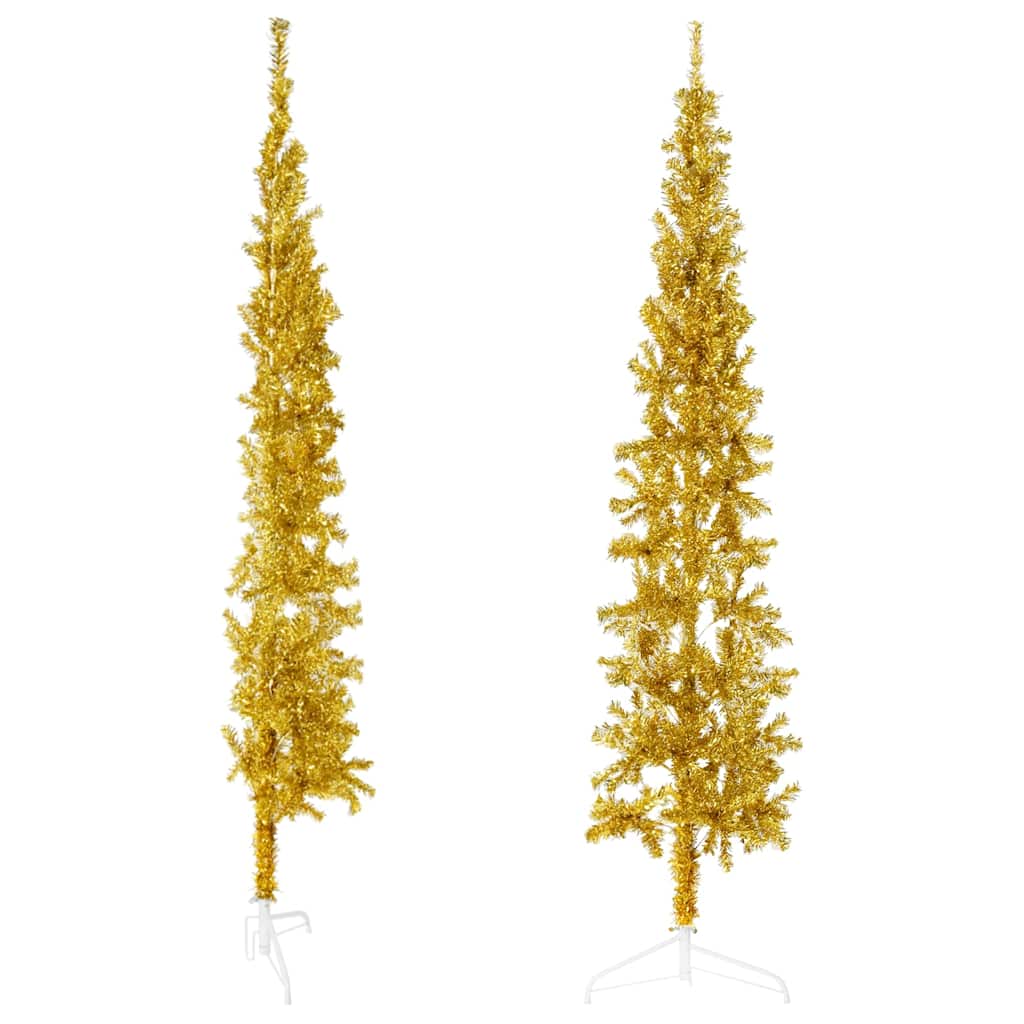 Künstlicher Halb-Weihnachtsbaum Mit Ständer Schlank Gold
