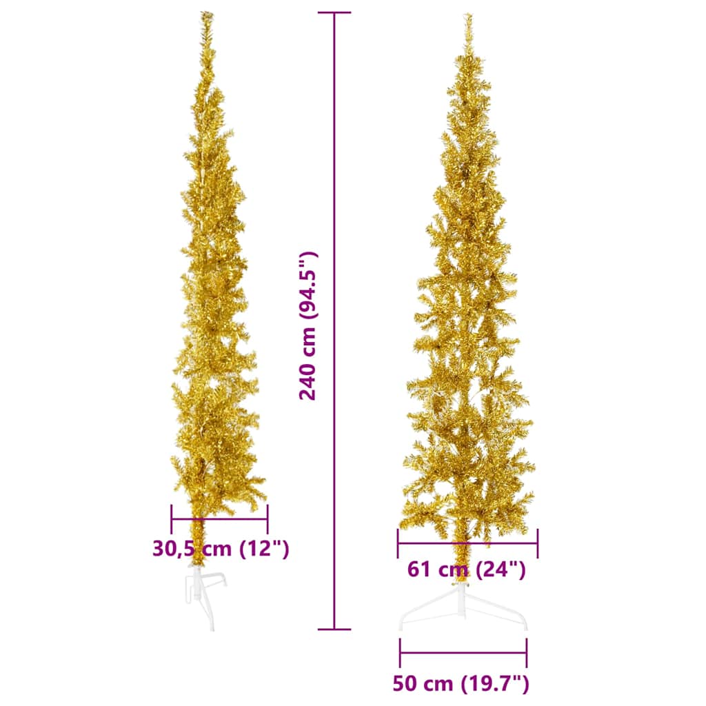 Künstlicher Halb-Weihnachtsbaum Mit Ständer Schlank Gold