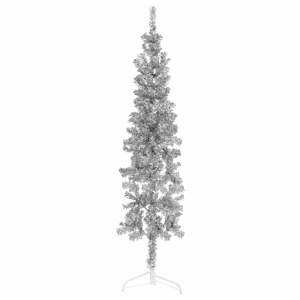 Künstlicher Halb-Weihnachtsbaum Ständer Schlank N Silber