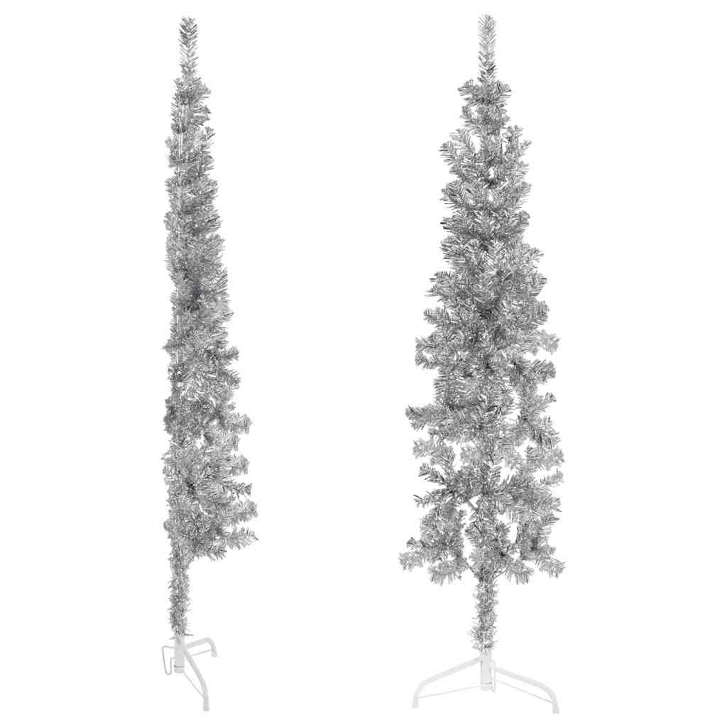Künstlicher Halb-Weihnachtsbaum Ständer Schlank N Silber