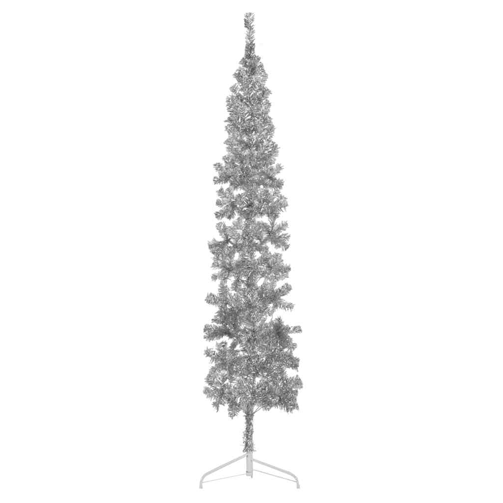 Künstlicher Halb-Weihnachtsbaum Ständer Schlank N Silber