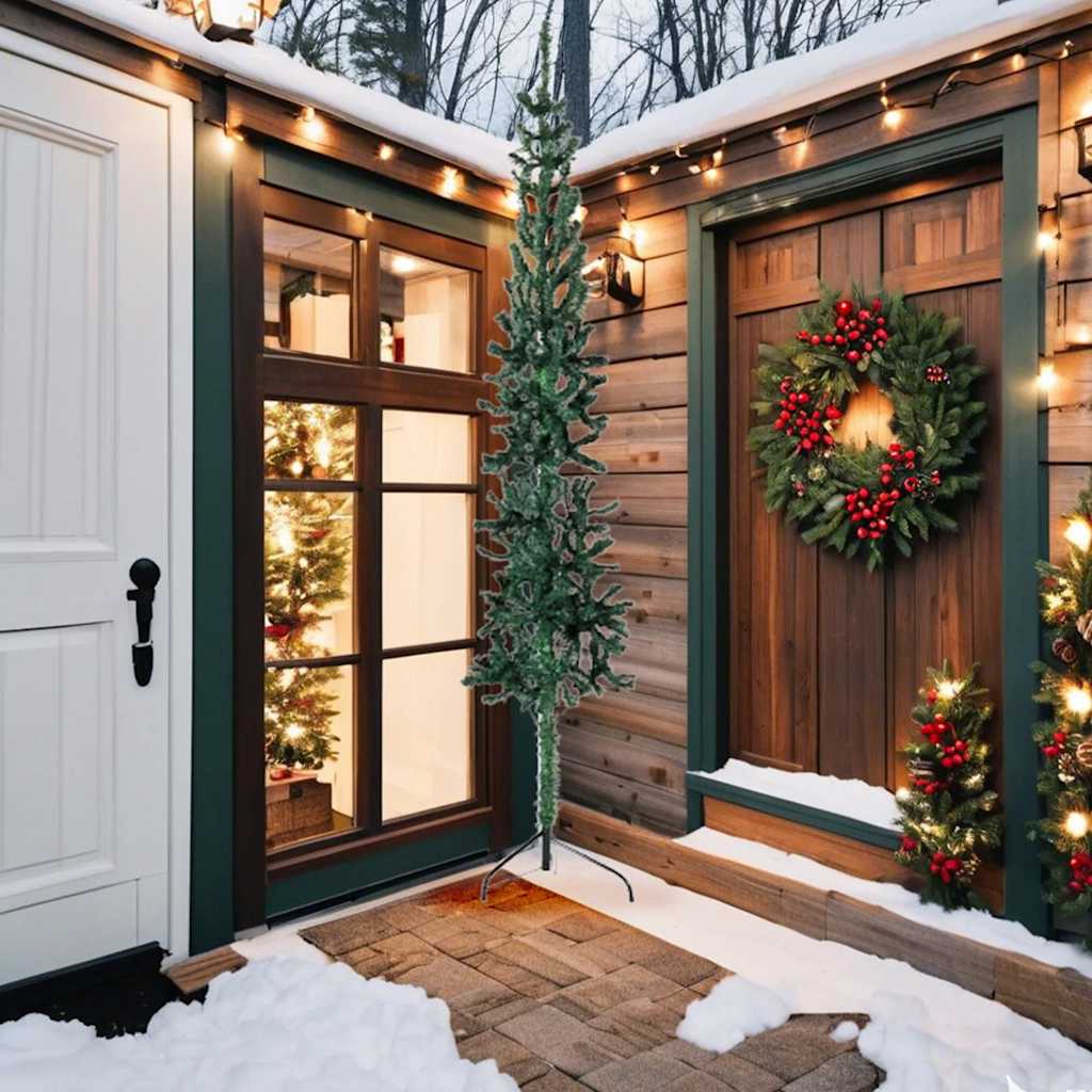 Künstlicher Halb-Weihnachtsbaum Mit Ständer Schlank Grün