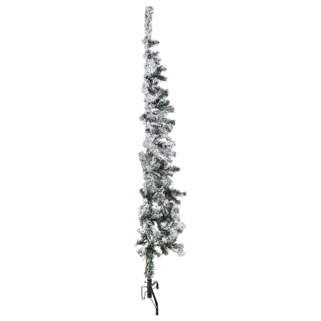 Künstlicher Halb-Weihnachtsbaum Mit Schnee Schlank Weiß Und Grün