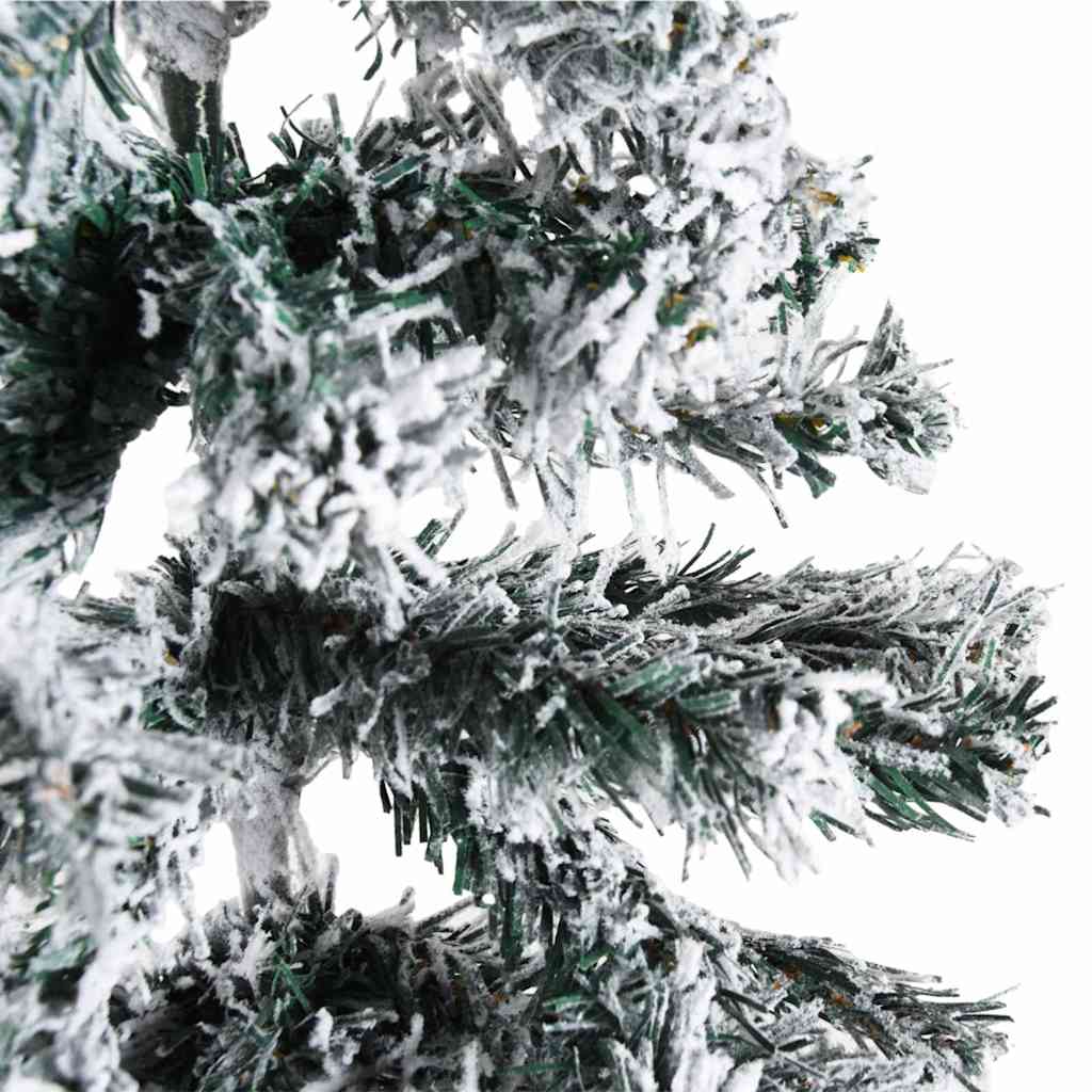 Künstlicher Halb-Weihnachtsbaum Mit Schnee Schlank Weiß Und Grün