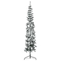 Künstlicher Halb-Weihnachtsbaum Mit Schnee Schlank Weiß Und Grün